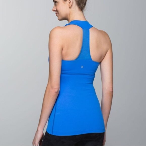 Lululemon Athletica Scoop Neck T-Back Luon Blue Yoga Tank Top Size 6 - Picture 4 of 7